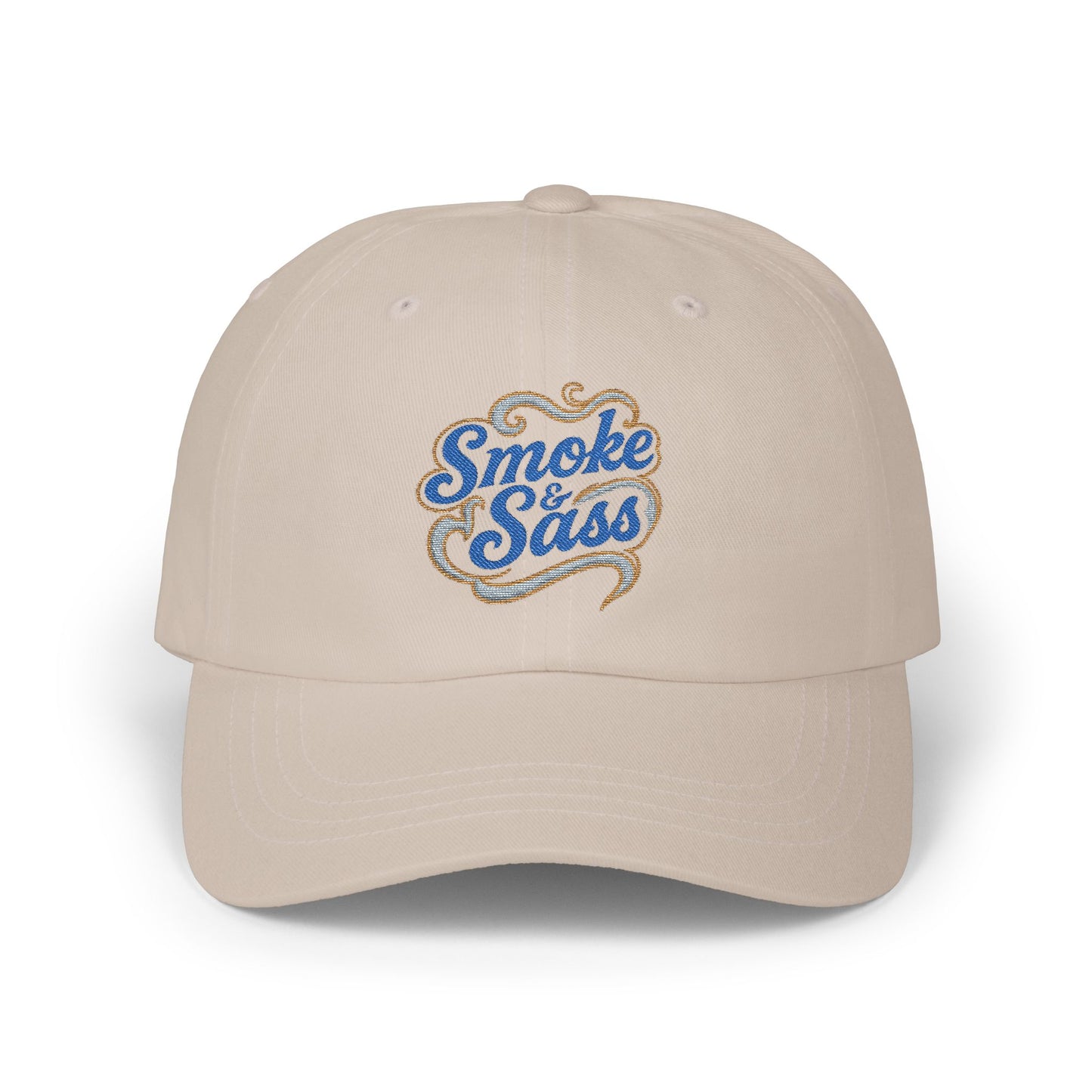 Smoke & Sass Embroidered Hat – Dusty Blue & Old Gold Vintage Cap | Bold Western Feminine Style