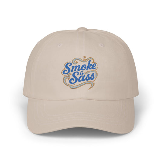 Smoke & Sass Embroidered Hat – Dusty Blue & Old Gold Vintage Cap | Bold Western Feminine Style