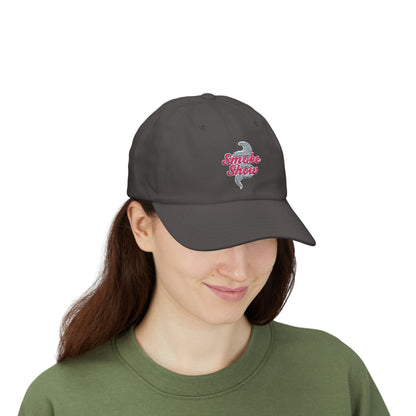 Smoke Show Embroidered Classic Dad Hat | Pink & Gray Adjustable Cotton Cap for BBQ Queens