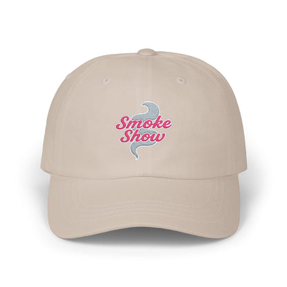 Smoke Show Embroidered Classic Dad Hat | Pink & Gray Adjustable Cotton Cap for BBQ Queens