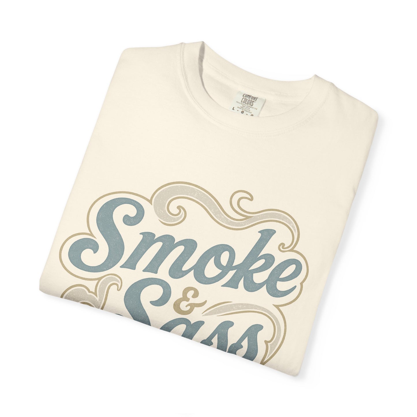 “Smoke & Sass” Vintage Western Graphic Tee | Dusty Blue + Taupe Retro Cowgirl Shirt