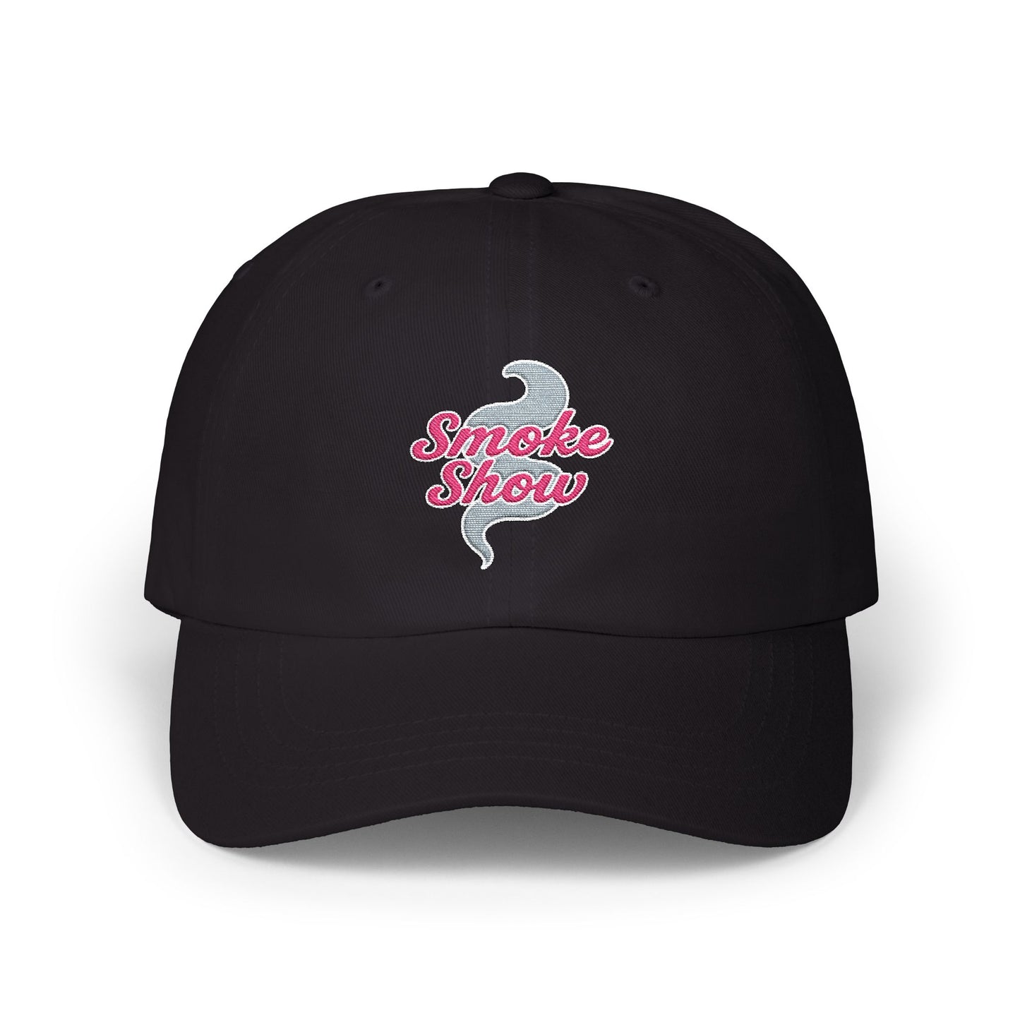 Smoke Show Embroidered Classic Dad Hat | Pink & Gray Adjustable Cotton Cap for BBQ Queens