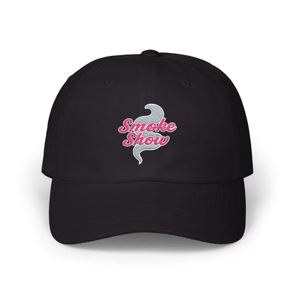 Smoke Show Embroidered Classic Dad Hat | Pink & Gray Adjustable Cotton Cap for BBQ Queens